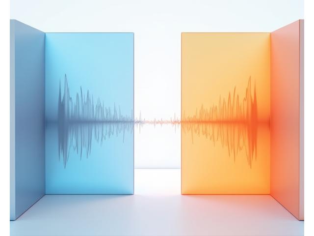 Interaktives Diagramm zur Visualisierung von Schallwellen und Raumakustik in verschiedenen Raumformen, mit Fokus auf Reflexionen und Resonanzen.