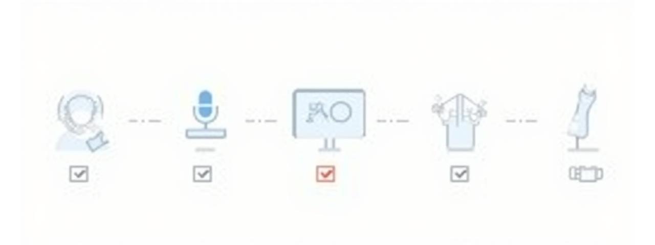 Infografik, die den Workflow einer Akustikberatung von der ersten Kontaktaufnahme bis zur finalen Abnahme in fünf klaren Schritten visuell darstellt.