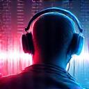 Sound-Visualisierung auf einem Monitor mit Kopfhörern