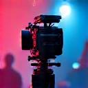 Filmteam bei der Aufnahme eines Musikvideos mit Kamera und Lichtern