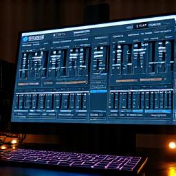 Computerbildschirm mit fortgeschrittenen Audio-Plugin-Schnittstellen