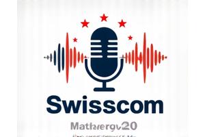 Mikrofon über Podcasting-Wellenform-Symbol, 'Podcast Stars' Logo