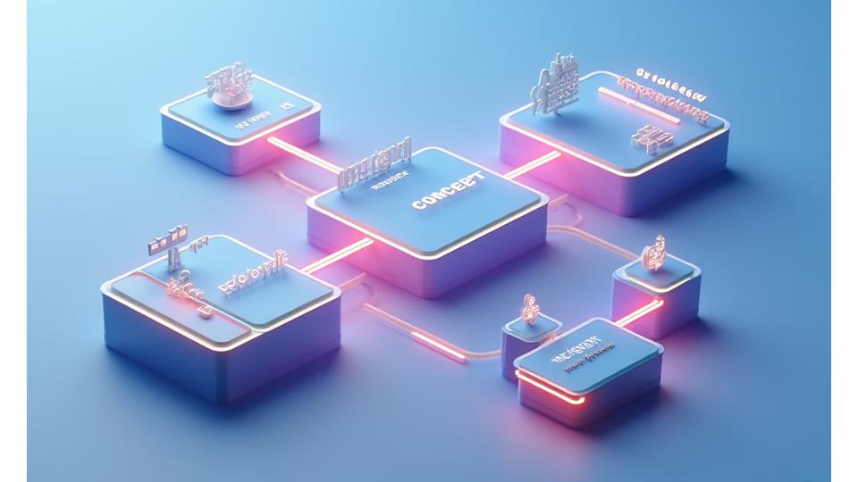 Digitales Flussdiagramm, das die Phasen der Videoproduktion mit Kollaborationspunkten und Feedbackschleifen darstellt